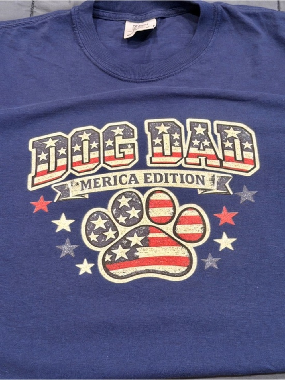 Comfort Colors Blue 'Dog Dad Merica Edition' Graphic Tee 100% Cotton New M